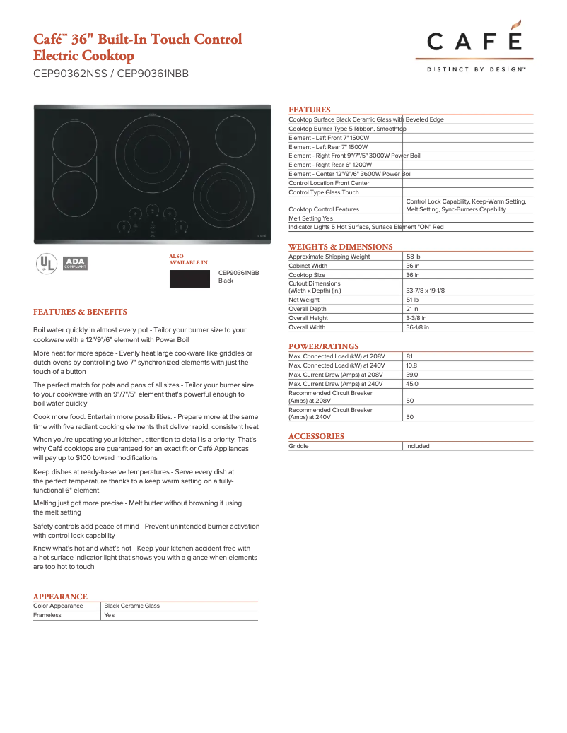 Imagen de la primera página del manual del dispositivo CEP90361NBB