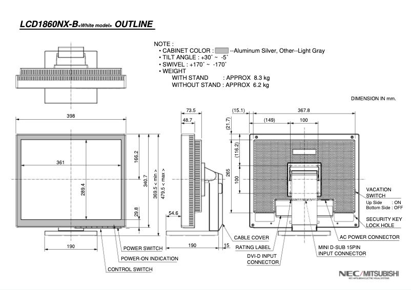 Imagen de la primera página del manual del dispositivo MultiSync LCD1860NX