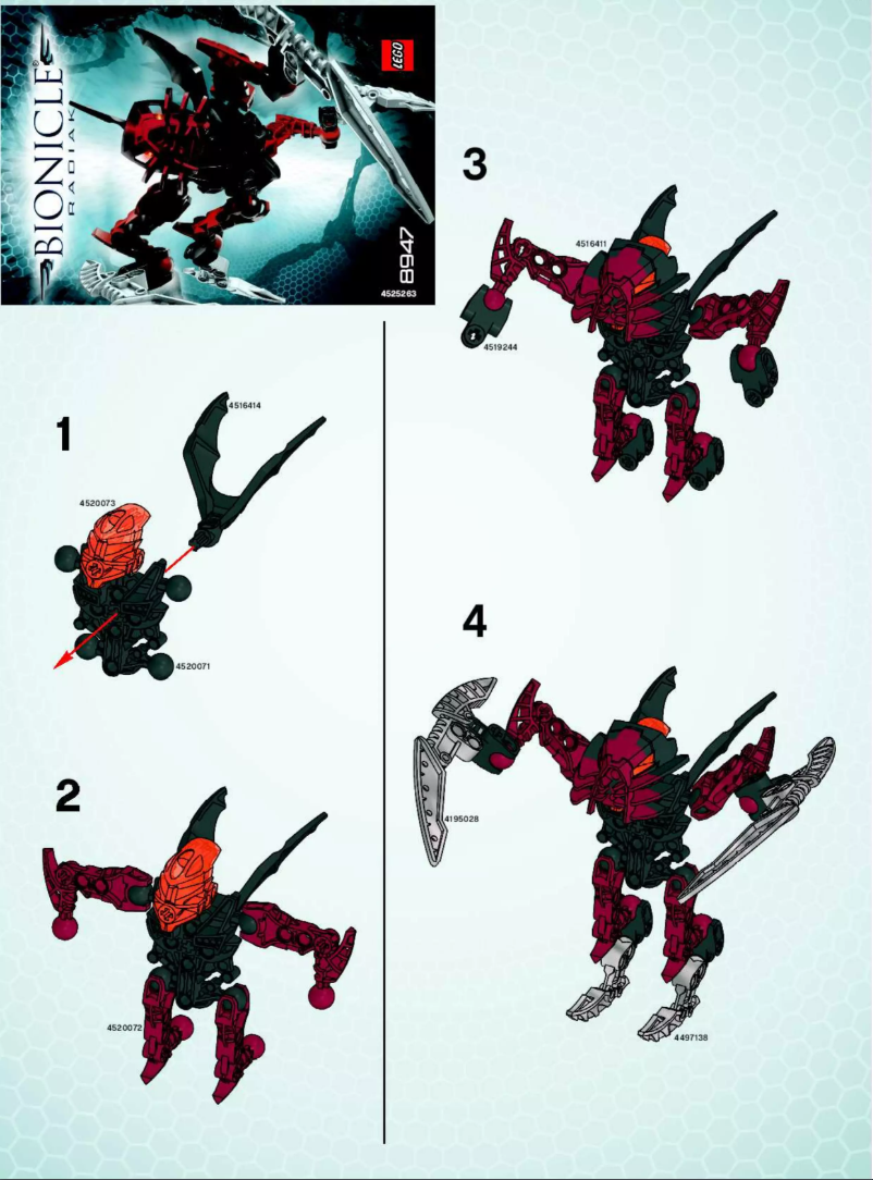 Imagen de la primera página del manual del dispositivo Bionicle 8947