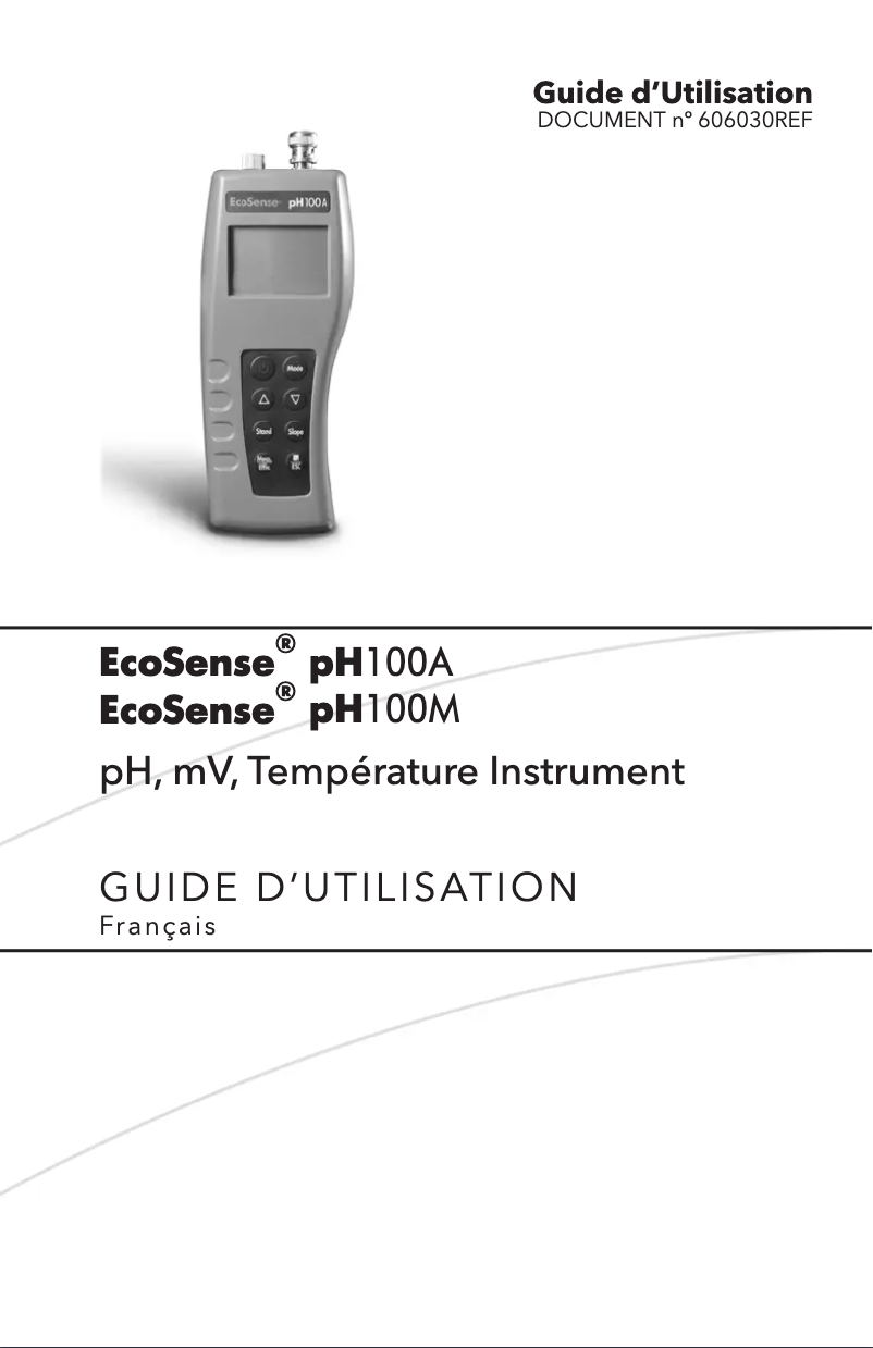 Imagen de la primera página del manual del dispositivo EcoSense pH100A