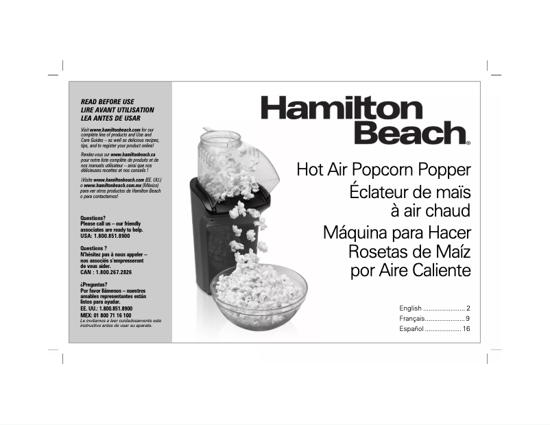 Página 1 del manual Manual de usuario Hamilton Beach 73400