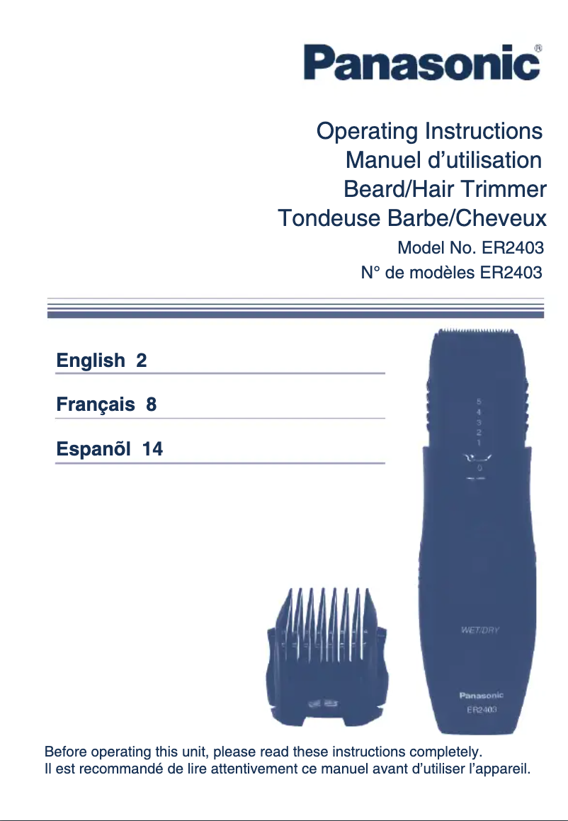 Página 1 del manual Manual de usuario Panasonic ER2403K