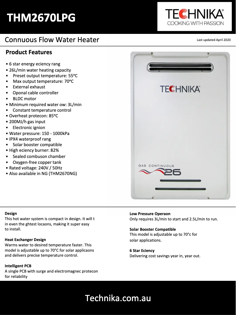 Imagen de la primera página del manual del dispositivo THM2670LPG