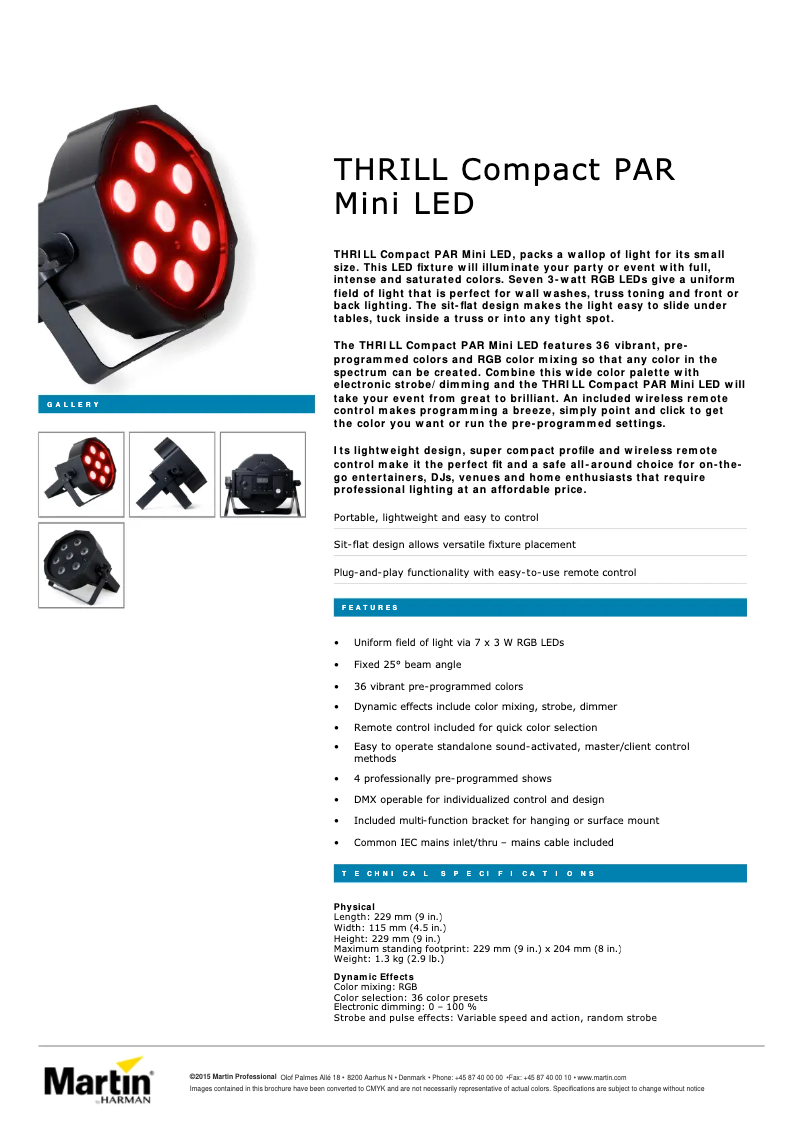 Imagen de la primera página del manual del dispositivo Thrill Compact Par Mini LED