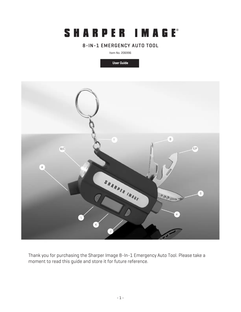 Página nº 1 - Manual de usuario Sharper Image 8-In-1 Emergency Auto Tool