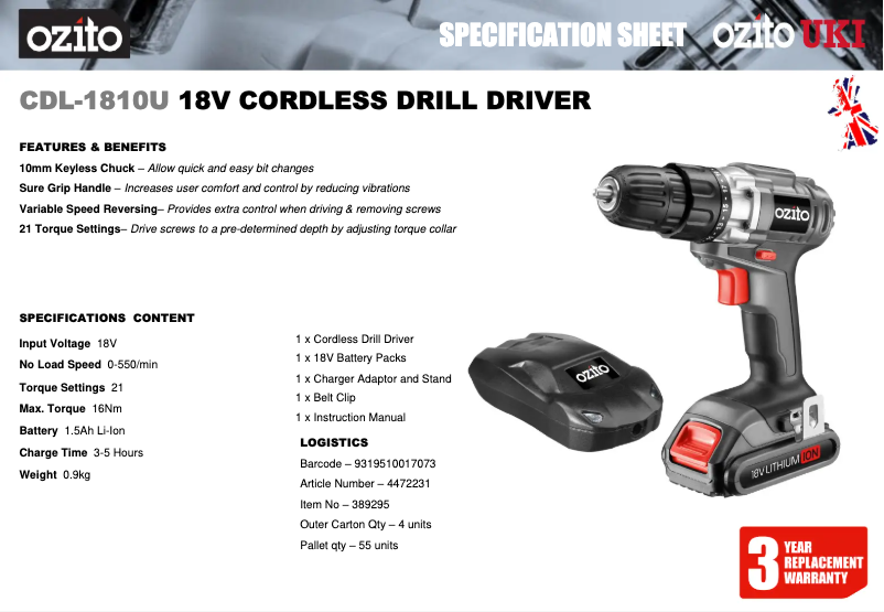 Imagen de la primera página del manual del dispositivo CDL-1810U