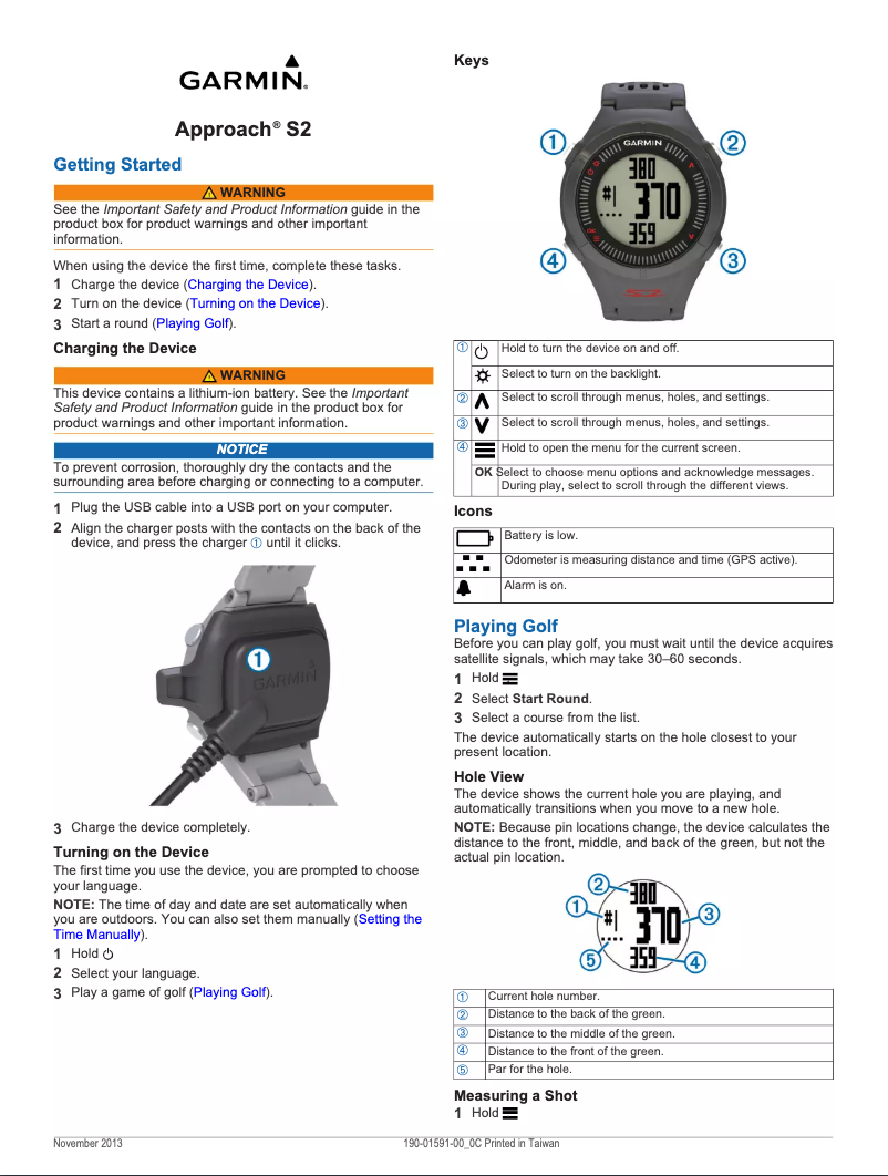 Imagen de la primera página del manual del dispositivo Approach S2