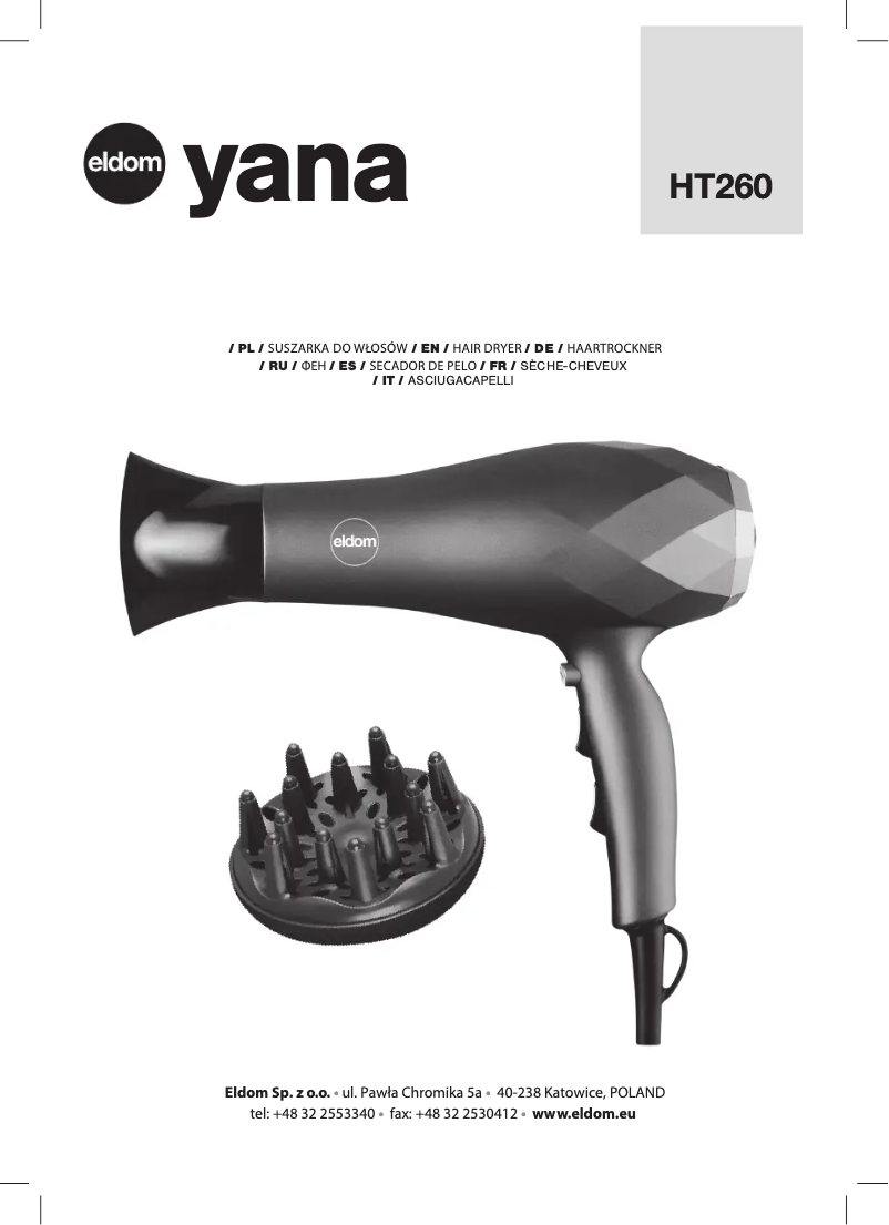 Página 1 del manual Manual de usuario Eldom Yana HT260