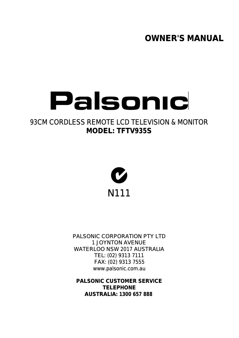 Página nº 1 - Manual de usuario Palsonic TFTV935S