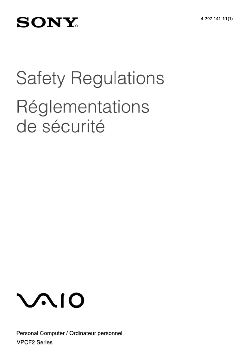 Página nº 1 - Instrucciones de seguridad Sony Vaio VPCF237FX