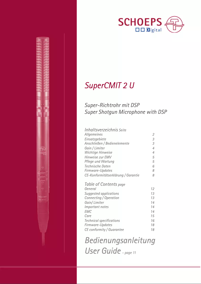Página 1 del manual Manual de usuario Schoeps SuperCMIT 2 U