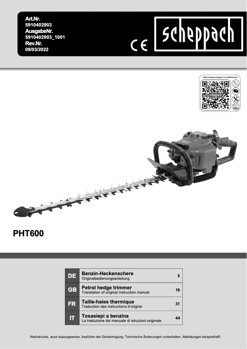Imagen de la primera página del manual del dispositivo PHT600