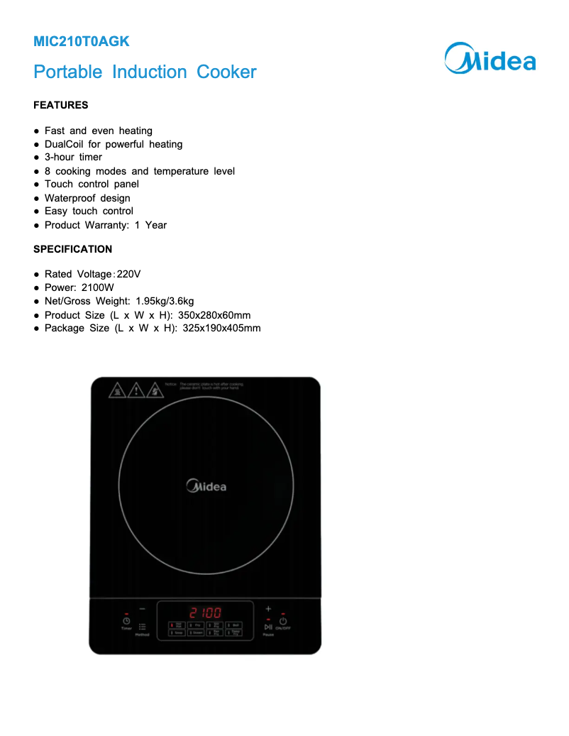 Imagen de la primera página del manual del dispositivo MIC210T0AGK