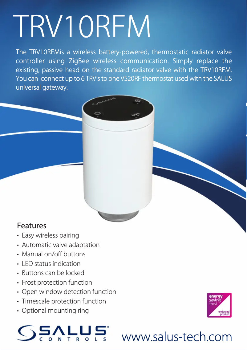 Página 1 del manual Ficha técnica Salus TRV10RFM