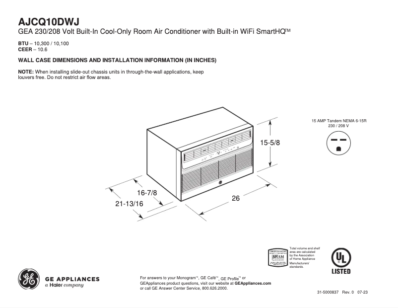 Imagen de la primera página del manual del dispositivo AJCQ10DWJ