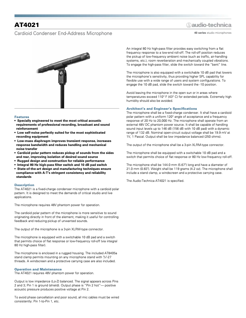 Imagen de la primera página del manual del dispositivo AT4021
