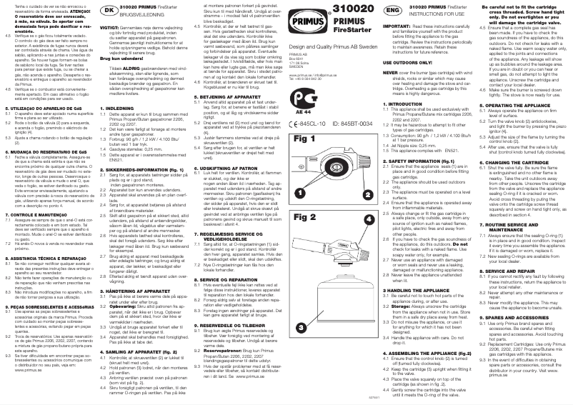 Página nº 1 - Manual de usuario Primus FireStarter 310020