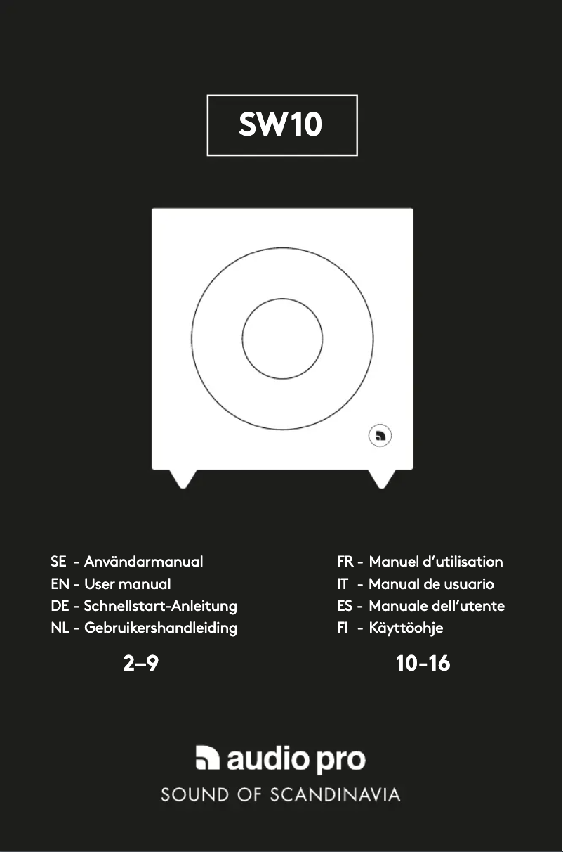 Página 1 del manual Manual de usuario Audio Pro SW-10