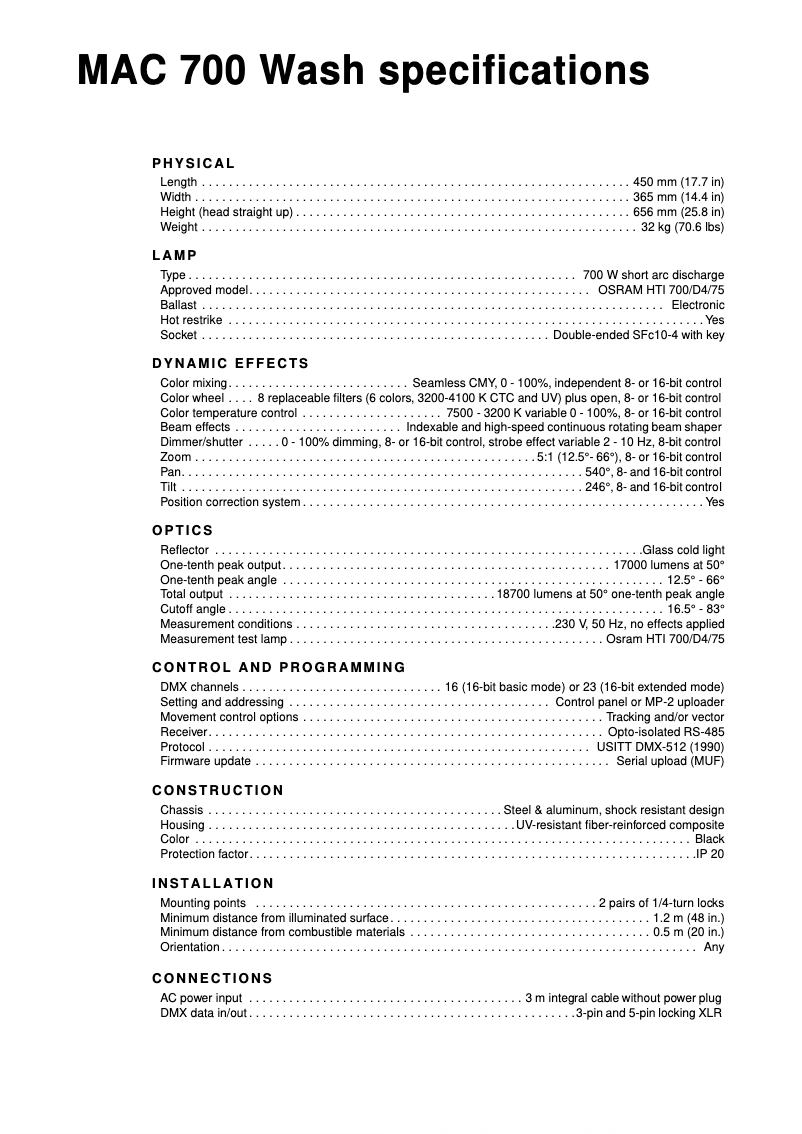 Imagen de la primera página del manual del dispositivo MAC 700 Wash