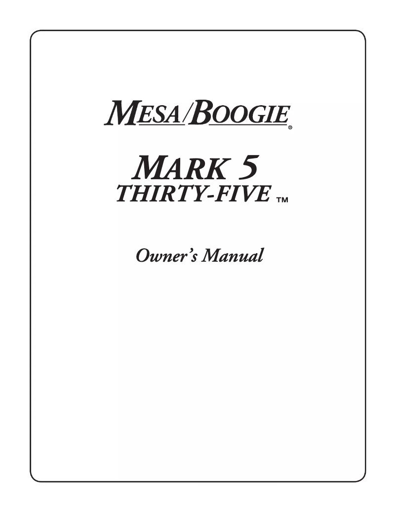 Página 1 del manual Manual de usuario Mesa Boogie Mark Five 35 Head