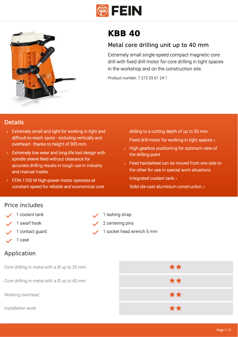 Imagen de la primera página del manual del dispositivo KBB 40