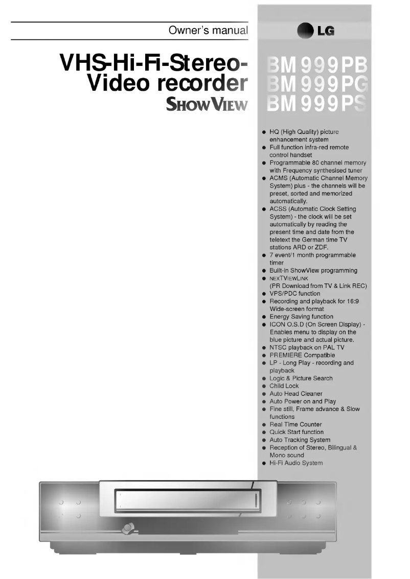 Imagen de la primera página del manual del dispositivo ShowView BM999PS