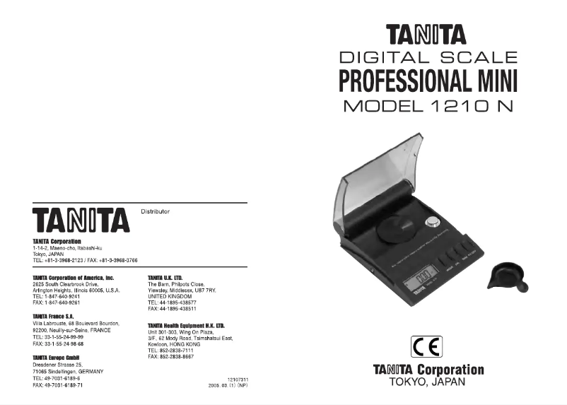 Página 1 del manual Manual de usuario Tanita 1210N