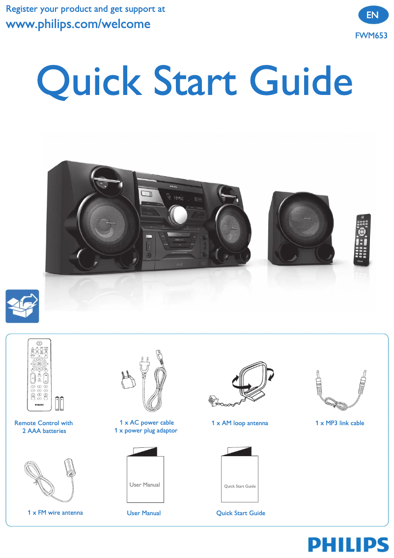 Página 1 del manual Guía de inicio rápido Philips FWM653