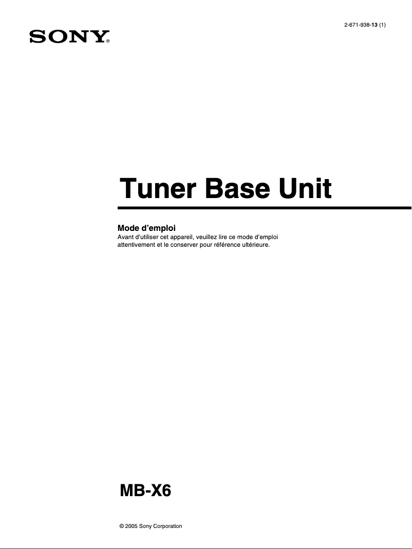 Página 1 del manual Manual de usuario Sony MB-X6