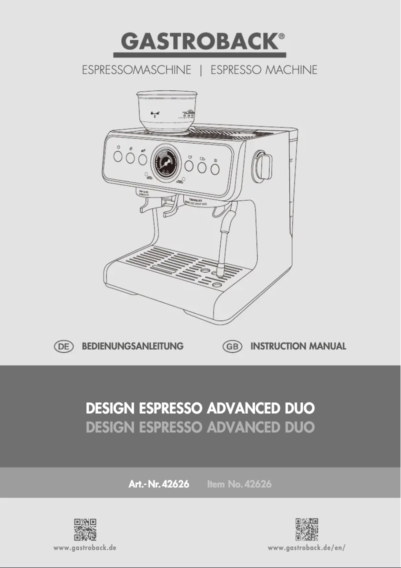 Imagen de la primera página del manual del dispositivo Design Espresso Advanced Duo 42626