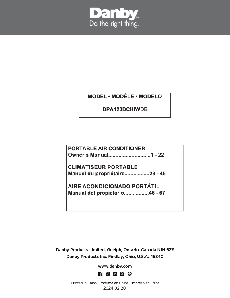 Página 1 del manual Manual de usuario Danby DPA120DCHIWDB