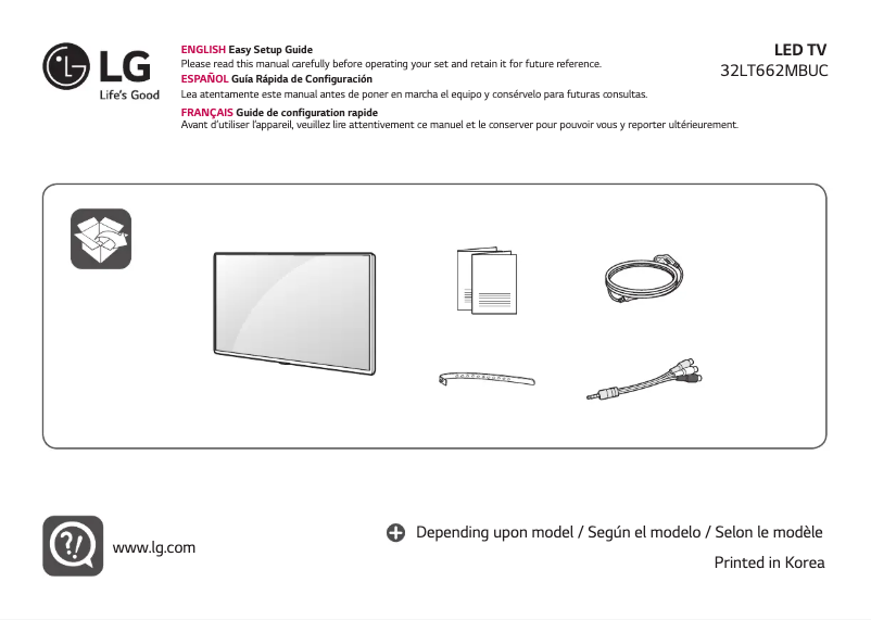 Imagen de la primera página del manual del dispositivo 32LT662MBUC