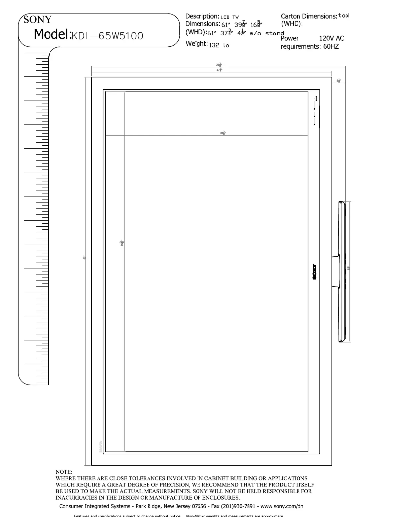Imagen de la primera página del manual del dispositivo Bravia KDL-65W5100