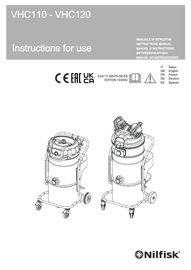 Página nº 1 - Manual de usuario Nilfisk VHC110
