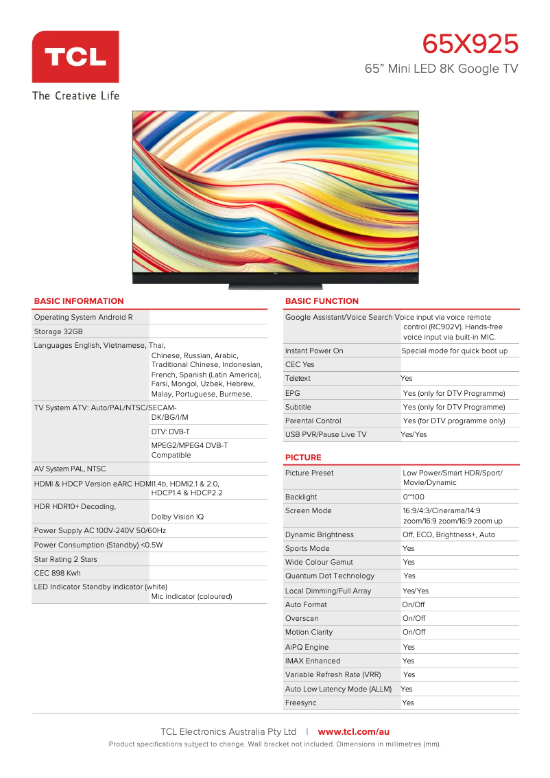 Imagen de la primera página del manual del dispositivo 65X925