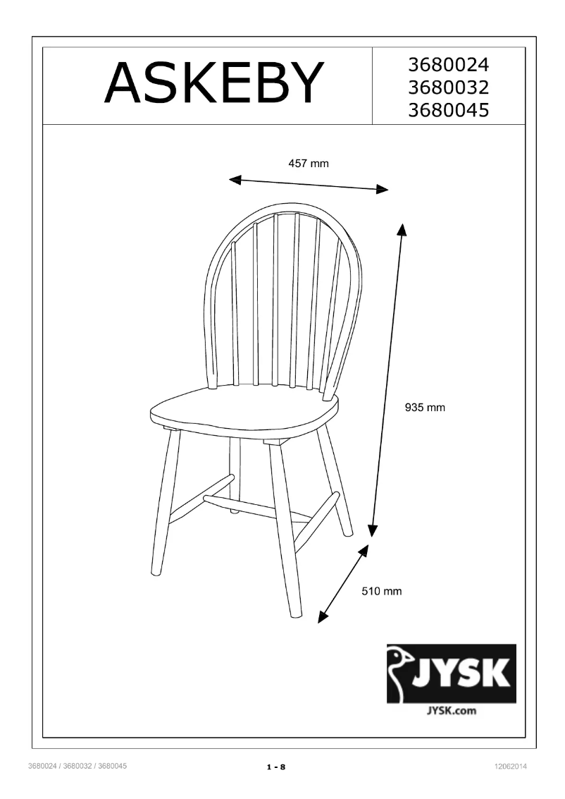 Página nº 1 - Manual de usuario JYSK Askeby