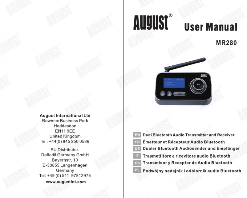 Imagen de la primera página del manual del dispositivo MR280