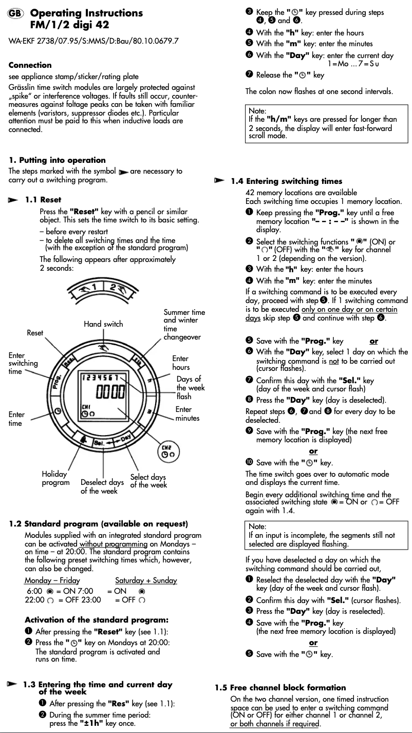 Imagen de la primera página del manual del dispositivo FM 1 digi 42