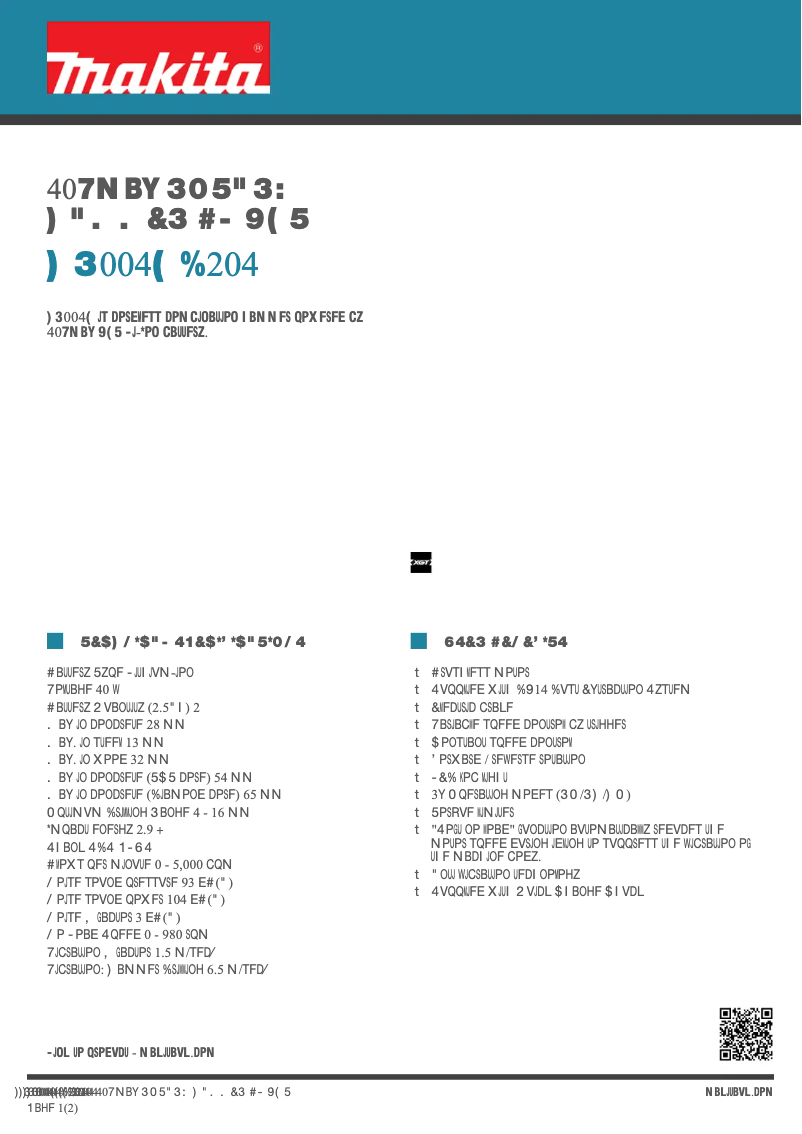 Página 1 del manual Ficha técnica Makita HR004GD204