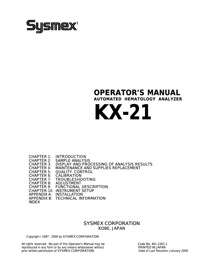 Imagen de la primera página del manual del dispositivo KX-21
