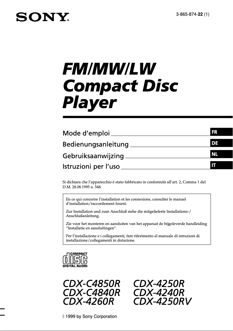 Página 1 del manual Manual de instrucciones Sony CDX-4250R