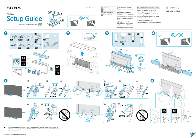 Imagen de la primera página del manual del dispositivo Bravia XBR-85Z8H