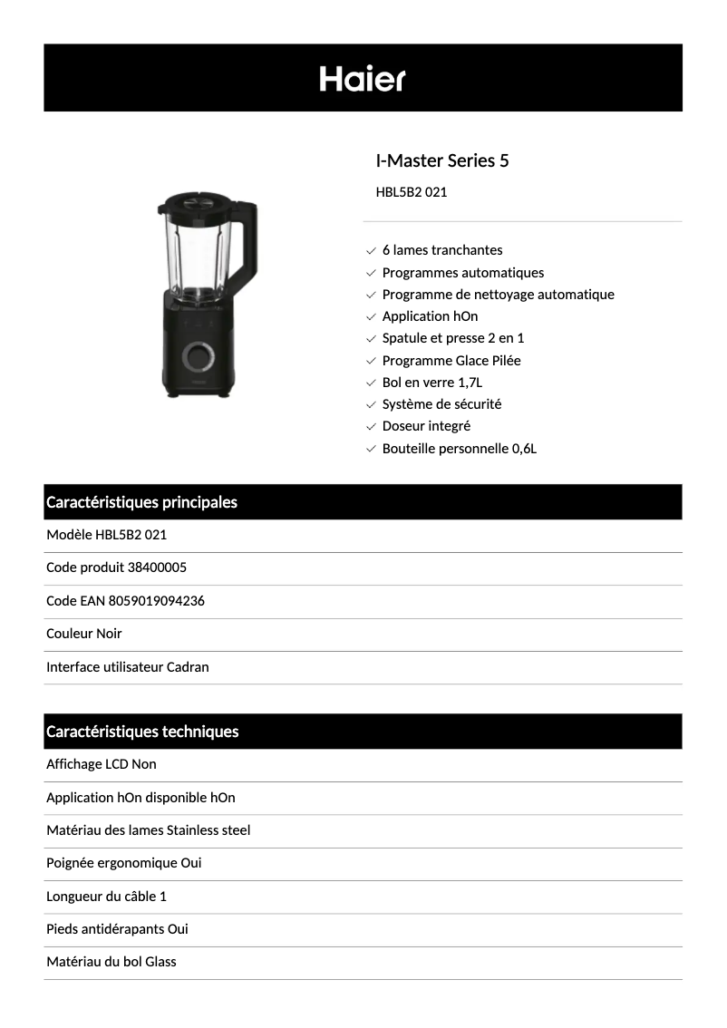 Imagen de la primera página del manual del dispositivo HBL5B2 021