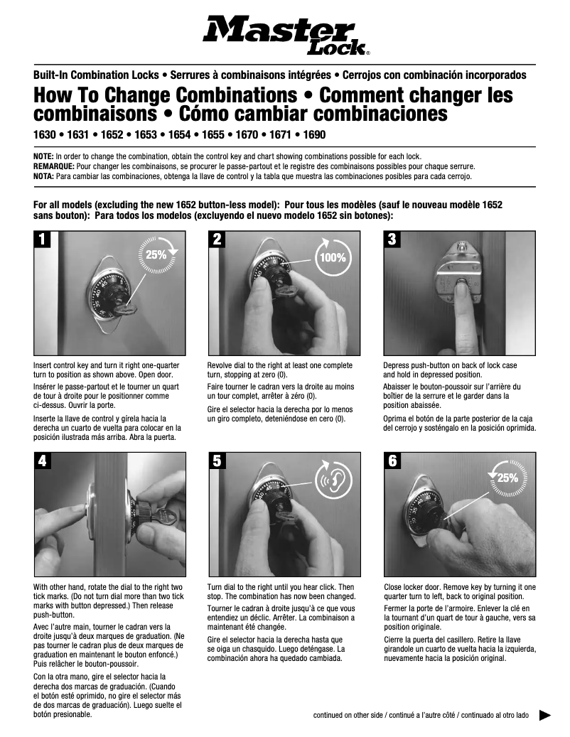 Página nº 1 - Manual de usuario Master Lock 1630