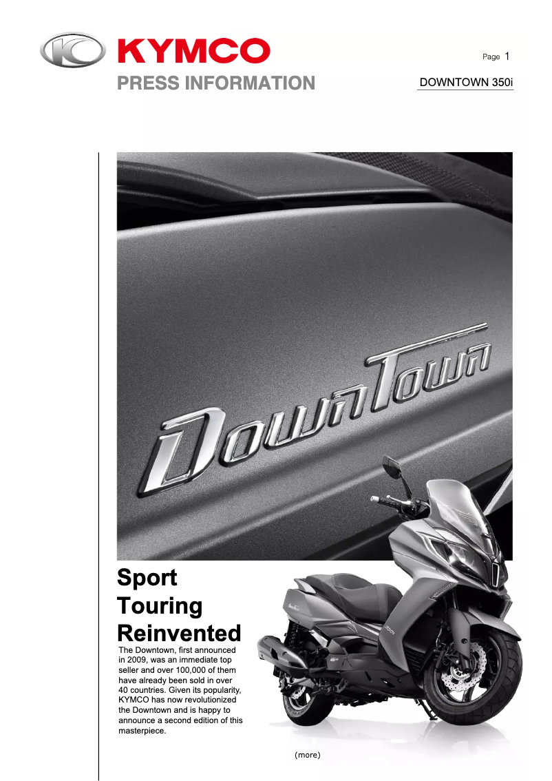 Página 1 del manual Manual de usuario Kymco Downtown 350i