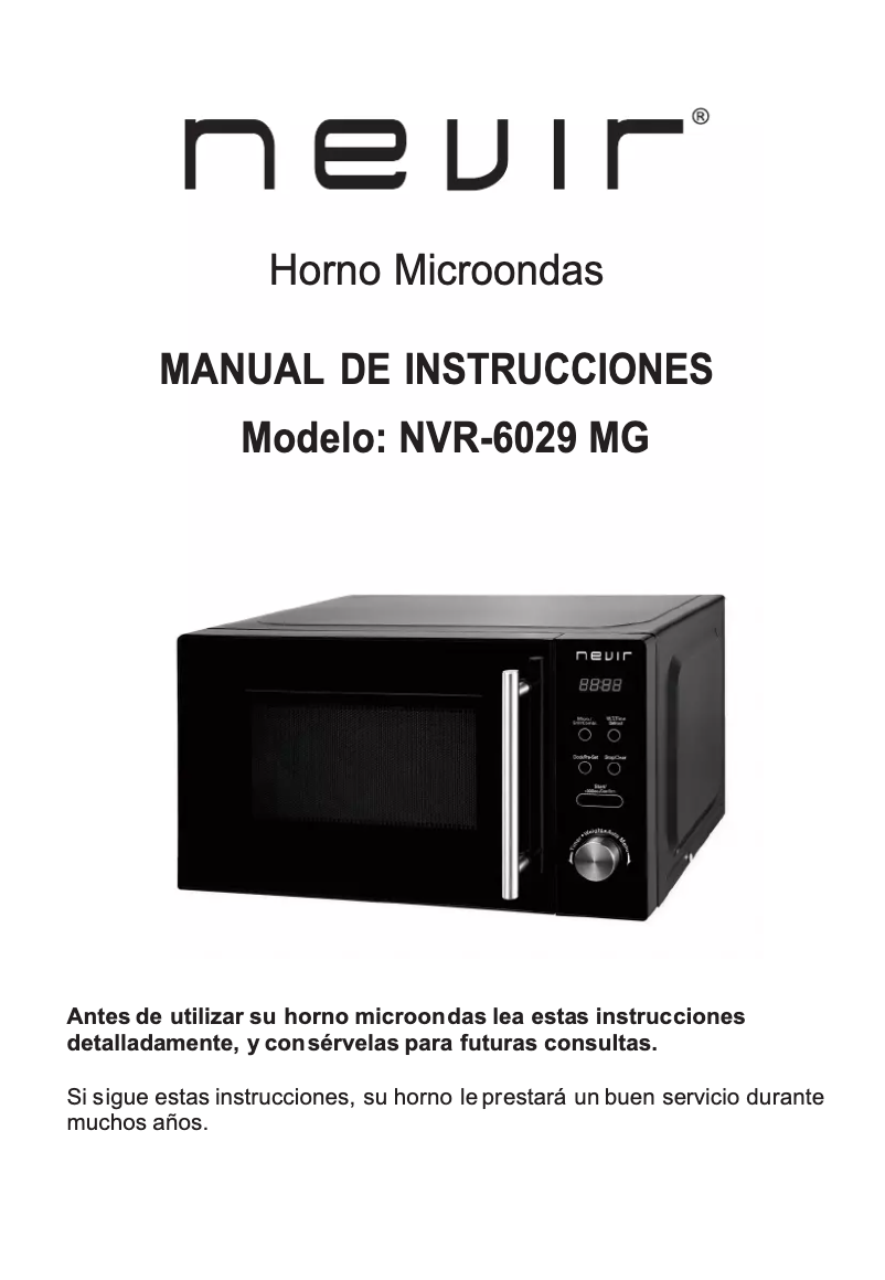 Página 1 del manual Manual de usuario Nevir NVR-6029 MG