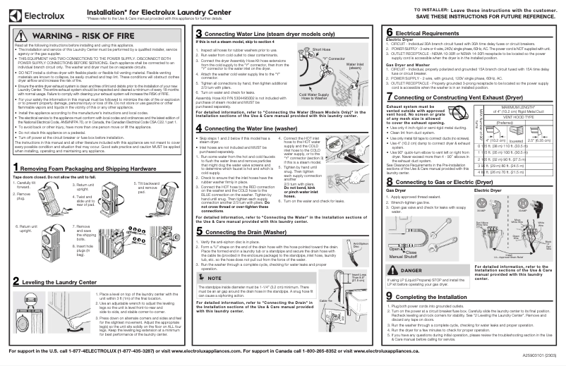 Imagen de la primera página del manual del dispositivo ELTG7300AW