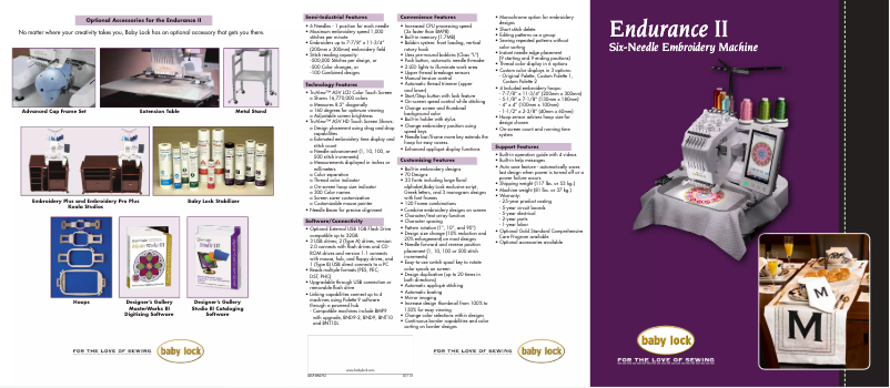 Página 1 del manual Ficha técnica Baby Lock Endurance 2