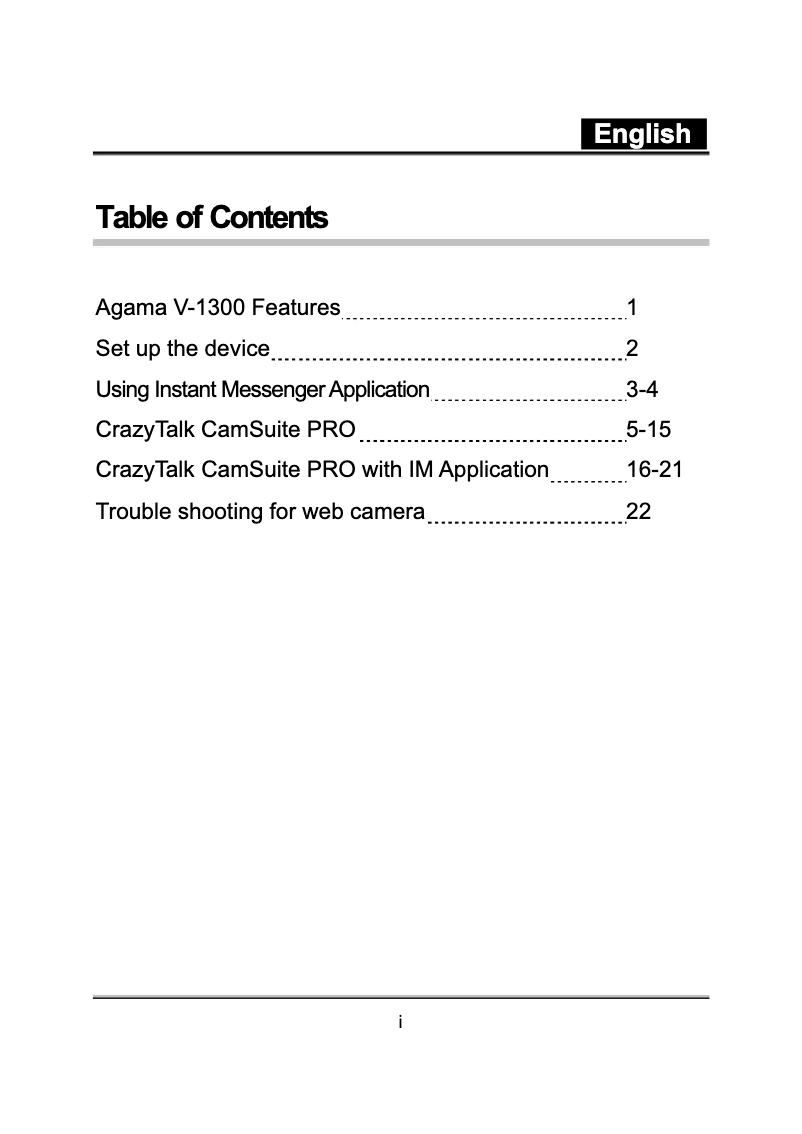 Imagen de la primera página del manual del dispositivo Agama V-1300