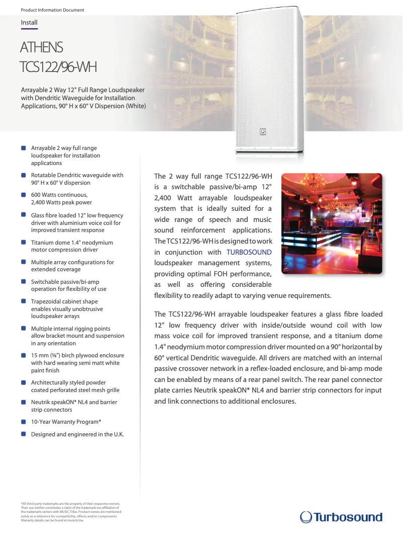 Imagen de la primera página del manual del dispositivo TCS122/96